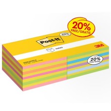 Öntapadó jegyzettömb, 76x76 mm, 2x450 lap, 3M POSTIT, vegyes színek