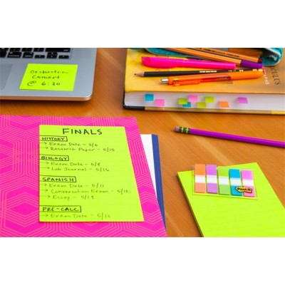 Öntapadó jegyzettömb, vonalas, 3x90 lap, 101x152 mm, 3M POSTIT "Super Sticky", "Carnival", vegyes színek