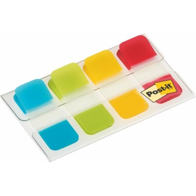 Jelölőcímke, műanyag, megerősített, 4x10 lap, 16x38 mm, 3M POSTIT, vegyes színek