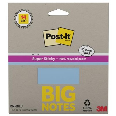 Öntapadó jegyzettömb, 152x152 mm, 30 lap, 3M POSTIT "Super Sticky", kék Öntapadó jegyzettömb, 152x152 mm, 30 lap, 3M POSTIT "Super Sticky", kék