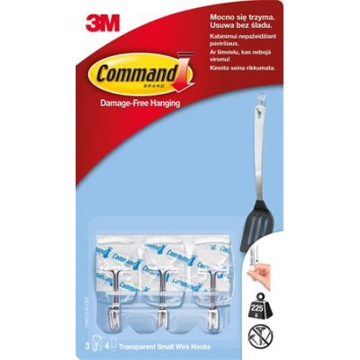 Mini műanyag akasztó fém kampóval, 3 db,  3M SCOTCH "Command™"