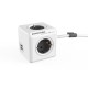 Elosztó, 4 aljzat, 2 USB csatlakozó, 1,5 m kábelhosszúság, ALLOCACOC "PowerCube Extended USB DE", fehér-szürke
