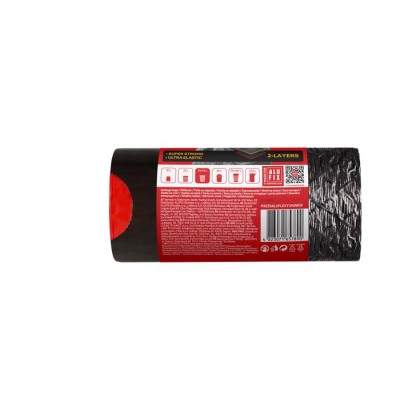 Szemeteszsák, zárószalagos, 35 l, 15 db, 53x60 cm, 28 µ, ALUFIX "Aluflexy", fekete
