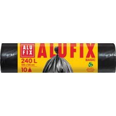 Szemeteszsák, 240 l, 10 db, 100x125 cm, 20 µ, ALUFIX "Economy", fekete