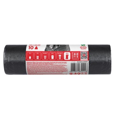 Szemeteszsák, 240 l, 10 db, 100x125 cm, 40 µ, ALUFIX, fekete