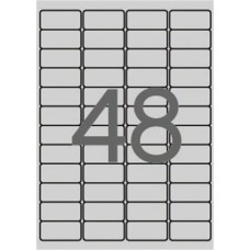 Etikett, 45,7x21,2 mm, poliészter, időjárásálló, kerekített sarkú, APLI, ezüst, 4800 etikett/csomag