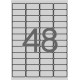 Etikett, 45,7x21,2 mm, poliészter, időjárásálló, kerekített sarkú, APLI, ezüst, 4800 etikett/csomag