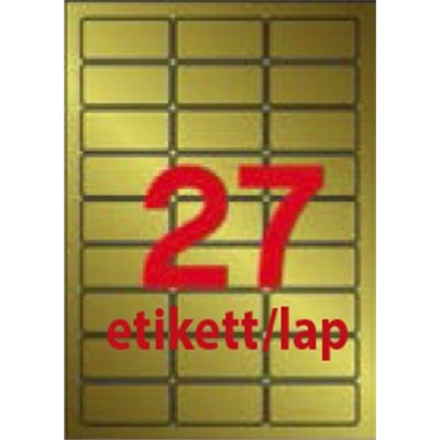 Etikett, lézernyomtatókhoz és fénymásológépekhez, 63,5x29,6 mm, APLI,  matt, arany színű, 540 etikett/csomag