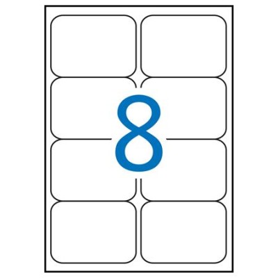 Etikett, 99,1x67,7 mm, poliészter, időjárásálló, kerekített sarkú, fehér, APLI, 160 etikett/csomag