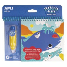 Színezőfüzet, vízbázisú, APLI Kids "Aqua Fun", tengeri állatok