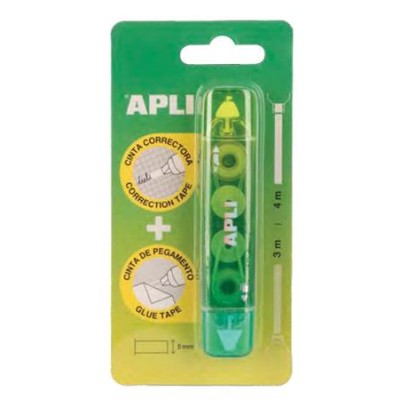 Hibajavító- és ragasztóroller, 2in1, 5 mm x 4-3 m,  APLI , vegyes színek