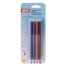 Zseléstoll, 0,5 mm, nyomógombos, radírozható, APLI "Erasable", vegyes színek
