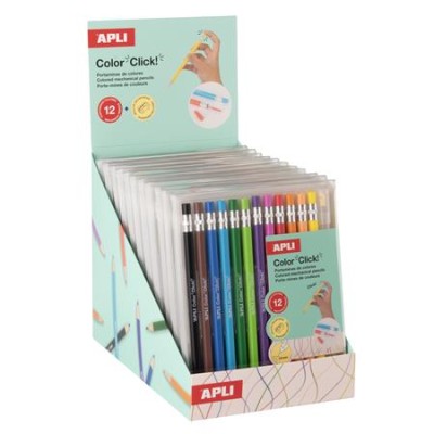 Színes töltőceruza készlet, display, APLI "Color Click", 12 szín