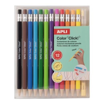 Színes töltőceruza készlet, APLI "Color Click", 12 különböző szín