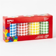 Kerek matricák, 10,5 mm, APLI Kids "Stickers", 4 tekercs, vegyes színek