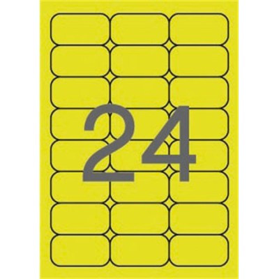 Etikett, 64x33,9 mm, színes, kerekített sarkú, APLI, neon sárga, 480 etikett/csomag