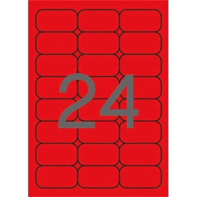 Etikett, 64x33,9 mm, színes, kerekített sarkú, APLI, neon piros, 480 etikett/csomag