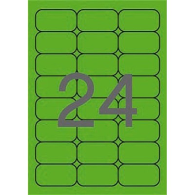 Etikett, 64x33,9 mm, színes, kerekített sarkú, APLI, neon zöld, 480 etikett/csomag