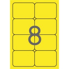 Etikett, 99,1x67,7 mm, színes, kerekített sarkú, APLI, neon sárga, 160 etikett/csomag