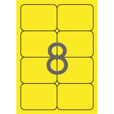 Etikett, 99,1x67,7 mm, színes, kerekített sarkú, APLI, neon sárga, 160 etikett/csomag