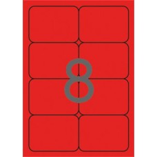 Etikett, 99,1x67,7 mm, színes, kerekített sarkú, APLI, neon piros, 160 etikett/csomag