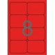 Etikett, 99,1x67,7 mm, színes, kerekített sarkú, APLI, neon piros, 160 etikett/csomag