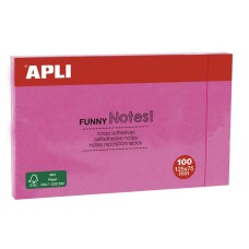 Öntapadó jegyzettömb, 125x75 mm, 100 lap, APLI "Funny", pink