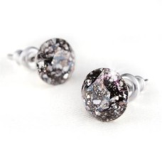 Fülbevaló, fekete csipke mintás SWAROVSKI® kristállyal, 8mm, ART CRYSTELLA®