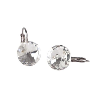 Fülbevaló, francia kapcsos, natúr fehér, SWAROVSKI® kristállyal, 12 mm, ART CRYSTELLA®