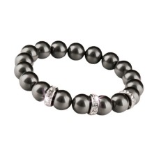 Karkötő, fekete SWAROVSKI® gyöngyből, fehér rondella kristállyal, 10mm, ART CRYSTELLA® M