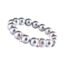 Karkötő, ezüst színű SWAROVSKI® gyöngyből, fehér kristállyal, 10mm, ART CRYSTELLA® M