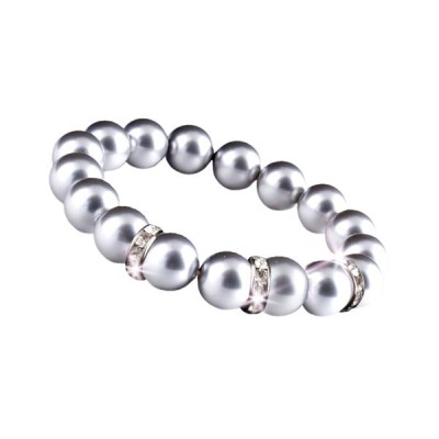 Karkötő, ezüst színű SWAROVSKI® gyöngyből, fehér kristállyal, 10mm, ART CRYSTELLA® M