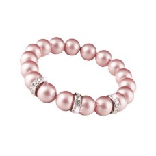 Karkötő SWAROVSKI® gyöngyből, rózsaszín, fehér rondella kristály, ART CRYSTELLA, M
