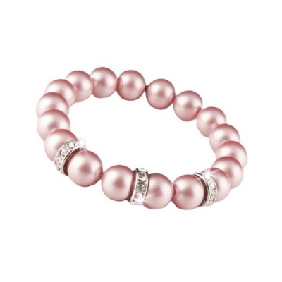 Karkötő SWAROVSKI® gyöngyből, rózsaszín, fehér rondella kristály, ART CRYSTELLA, M