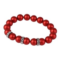 Karkötő, tűzpiros SWAROVSKI® gyöngyből, fehér rondella kristállyal, 10mm, ART CRYSTELLA® M