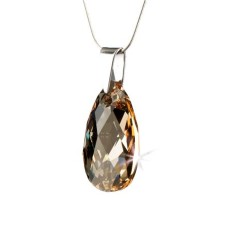 Nyaklánc, esőcsepp formájú, pezsgő színű SWAROVSKI® kristállyal, 16mm, ART CRYSTELLA®