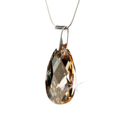 Nyaklánc, esőcsepp formájú, pezsgő színű SWAROVSKI® kristállyal, 16mm, ART CRYSTELLA®
