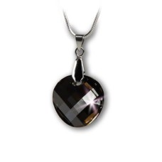 Nyaklánc, kerek formájú, Black Diamond SWAROVSKI® medállal, 18mm ART CRYSTELLA®