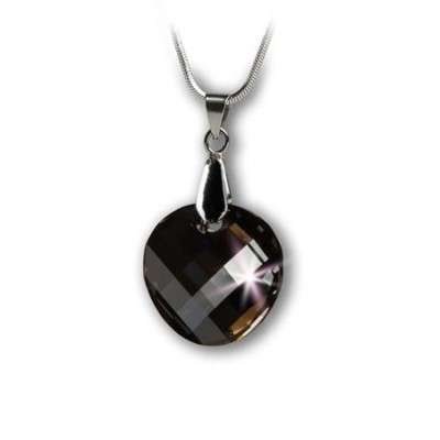 Nyaklánc, kerek formájú, Black Diamond SWAROVSKI® medállal, 18mm ART CRYSTELLA®