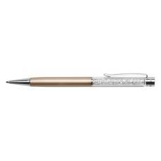 Golyóstoll, arany, felül fehér SWAROVSKI® kristállyal töltve, 14 cm, ART CRYSTELLA®