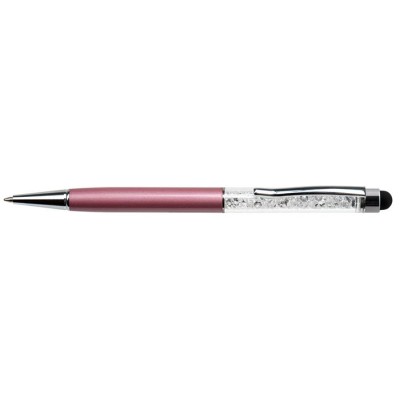 Golyóstoll, világoslila, felül fehér SWAROVSKI® kristállyal töltve, érintővel, 14 cm, ART CRYSTELLA®