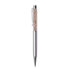 Golyóstoll, ezüst, felül arany SWAROVSKI® kristályokkal töltve 14 cm, ART CRYSTELLA®