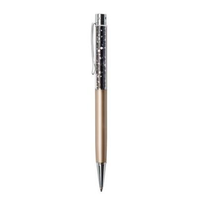 Golyóstoll, arany, felül fekete SWAROVSKI® kristályokkal töltve 14 cm, ART CRYSTELLA®