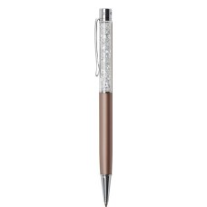 Golyóstoll, rózsa-arany, felül fehér SWAROVSKI® kristállyal töltve, 14 cm, ART CRYSTELLA®