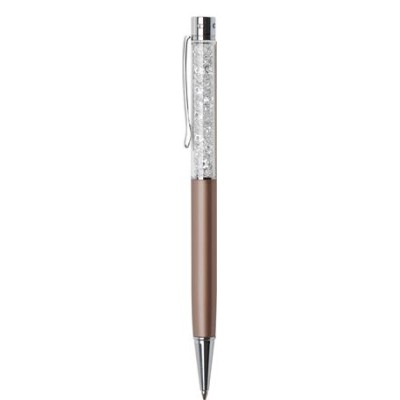 Golyóstoll, rózsa-arany, felül fehér SWAROVSKI® kristállyal töltve, 14 cm, ART CRYSTELLA®
