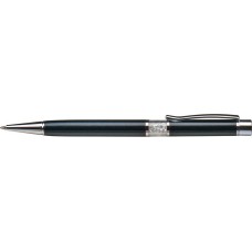 Golyóstoll, fekete, középen fehér SWAROVSKI® kristállyal töltve, 14cm, ART CRYSTELLA®