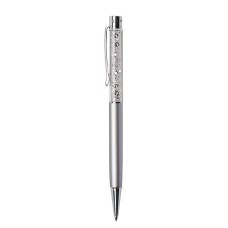 Golyóstoll, ezüst, felül fehér SWAROVSKI® kristállyal töltve, 14 cm, ART CRYSTELLA®