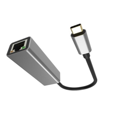 Adapter, USB-C 3.0/Ethernet, AVAX "AD604", fekete-alumínium