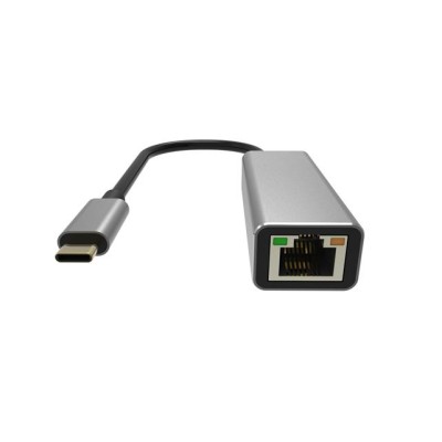 Adapter, USB-C 3.0/Ethernet, AVAX "AD604", fekete-alumínium