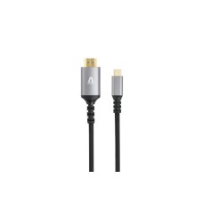 Kábel, USB-C/HDMI 2.0, fonott, 1,5 m, AVAX "AV9021", fekete-alumínium